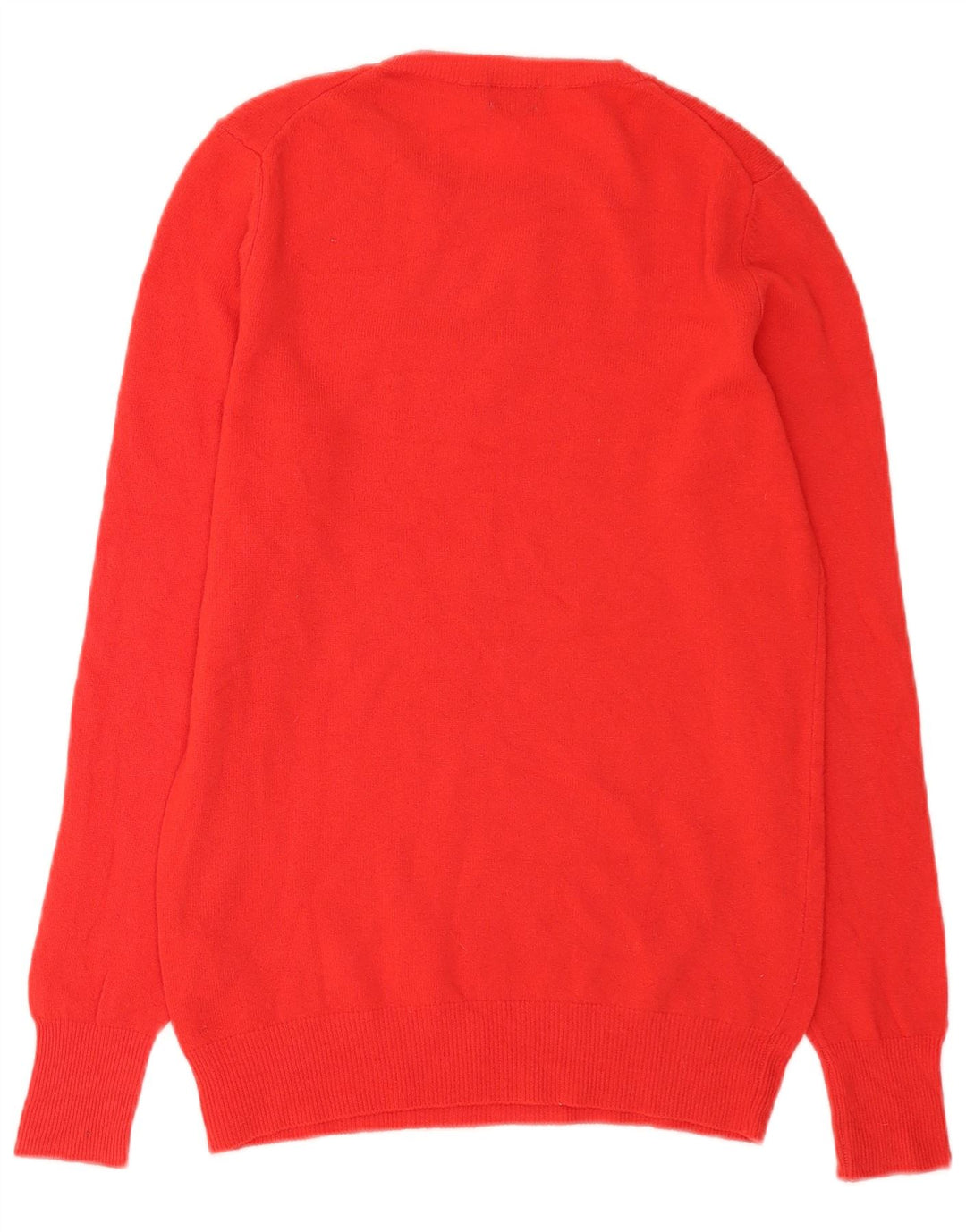 Benetton Damen-Pullover mit Rundhalsausschnitt, UK 12, mittelrote Schurwolle