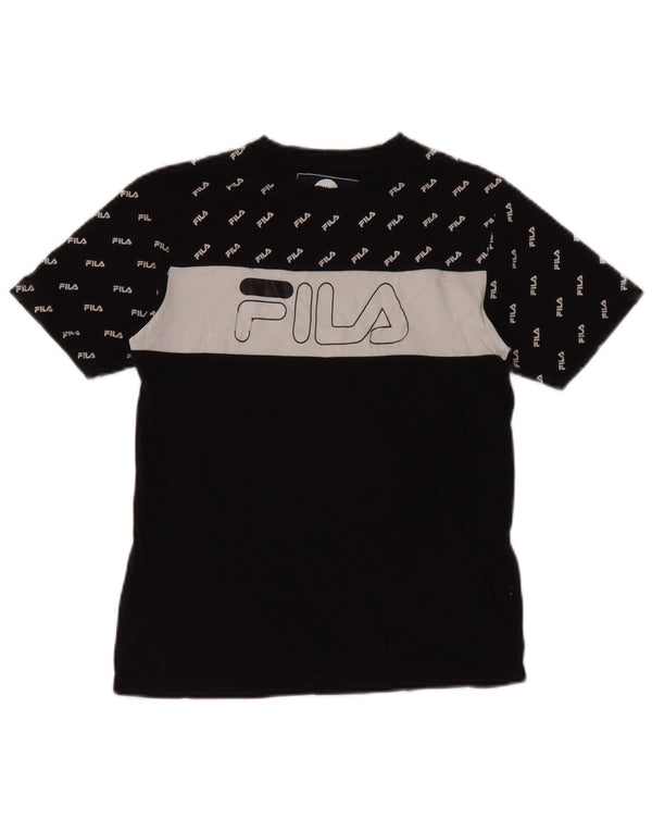 Fila T-Shirt mit Grafik für Jungen, 12–13 Jahre, schwarze Baumwolle