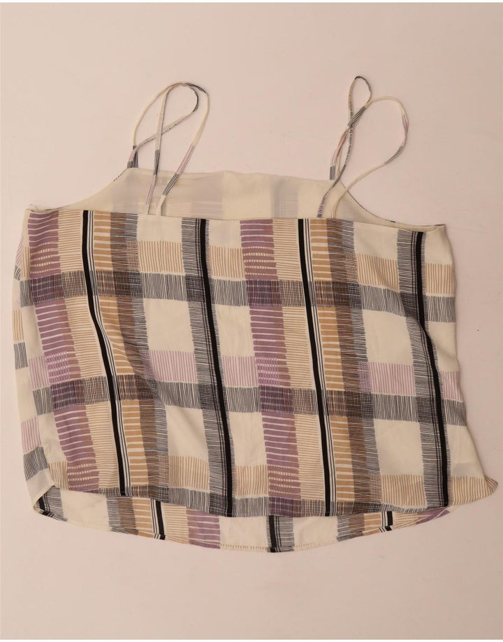 Marks & Spencer Damen Crop Cami Top UK 22 3XL Beige kariertes Polyester