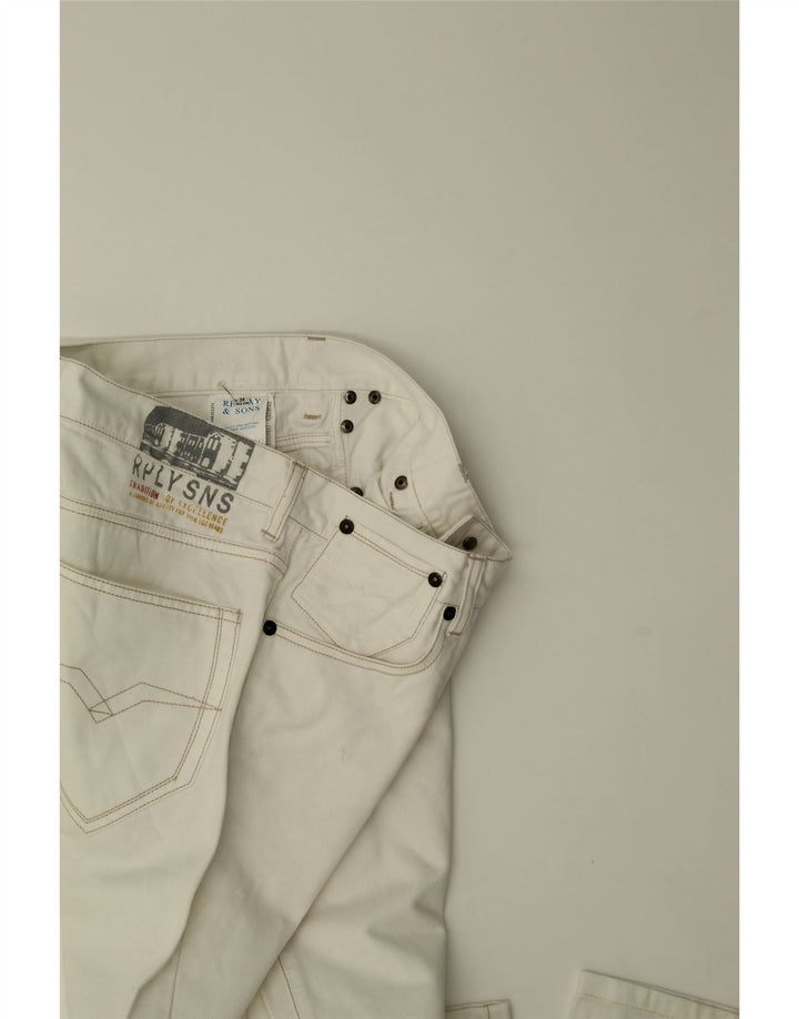REPLAY Womens Straight Jeans EU 38 Medium W30 L28 White Cotton Vintage Replay and Second-Hand Replay from Messina Hembry 