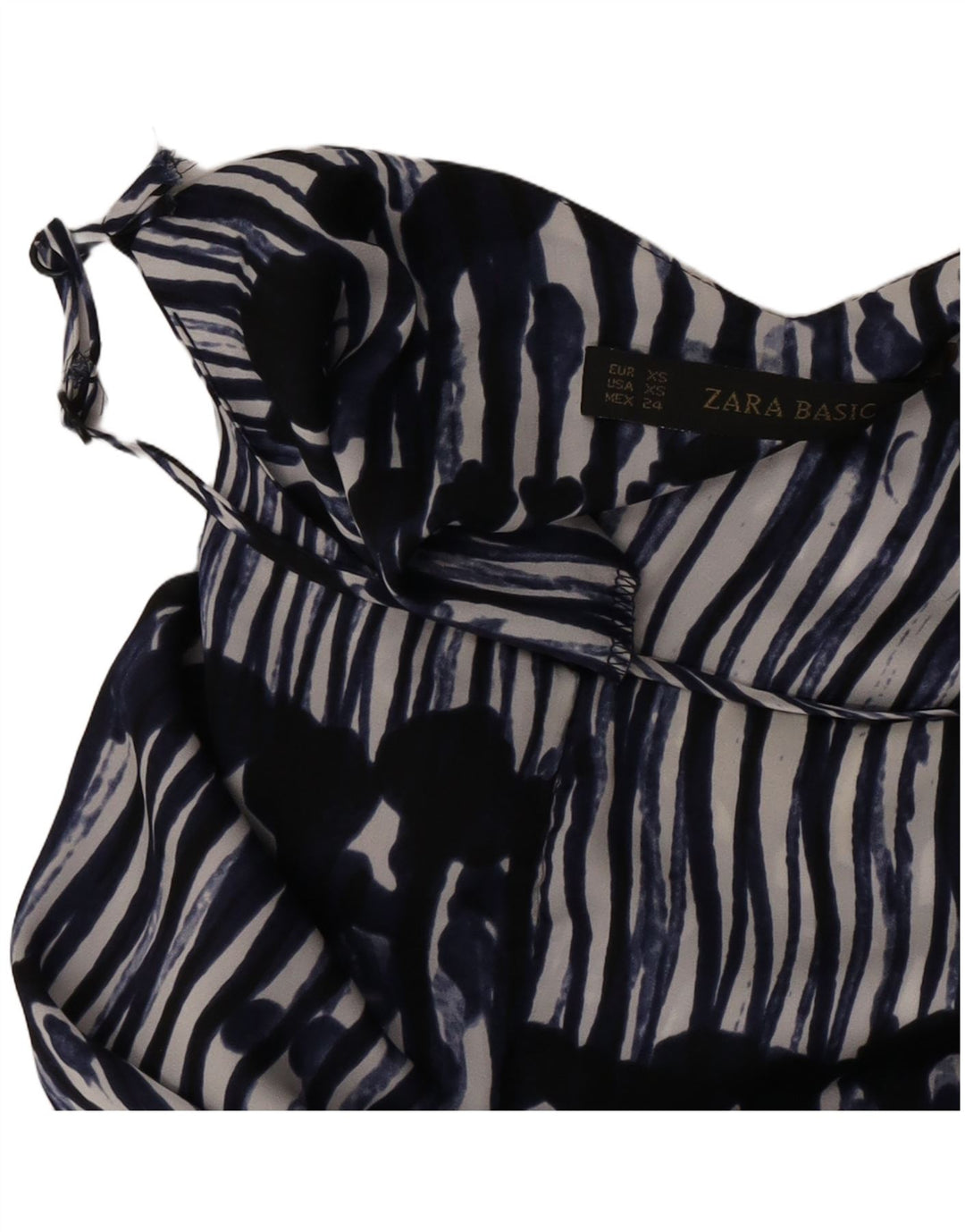 Zara Womens Abstract Pattern Ärmelloser Playsuit UK 6 XS Marineblau
