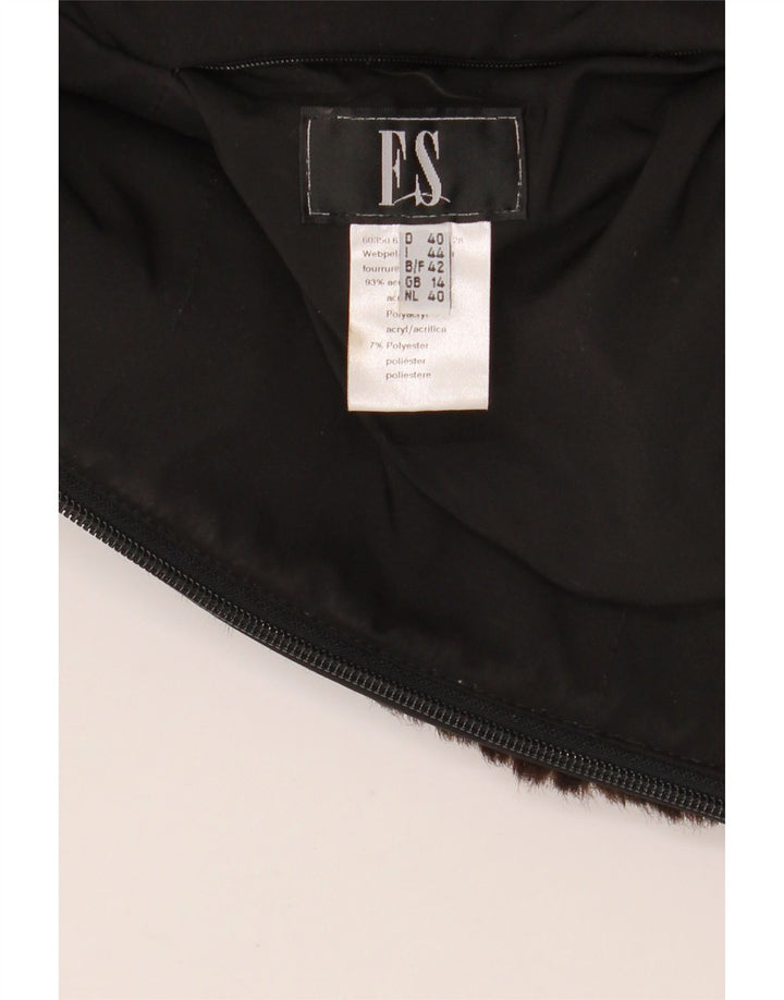 VINTAGE Damen Kunstpelzweste UK 14 Mittelbraunes Acryl