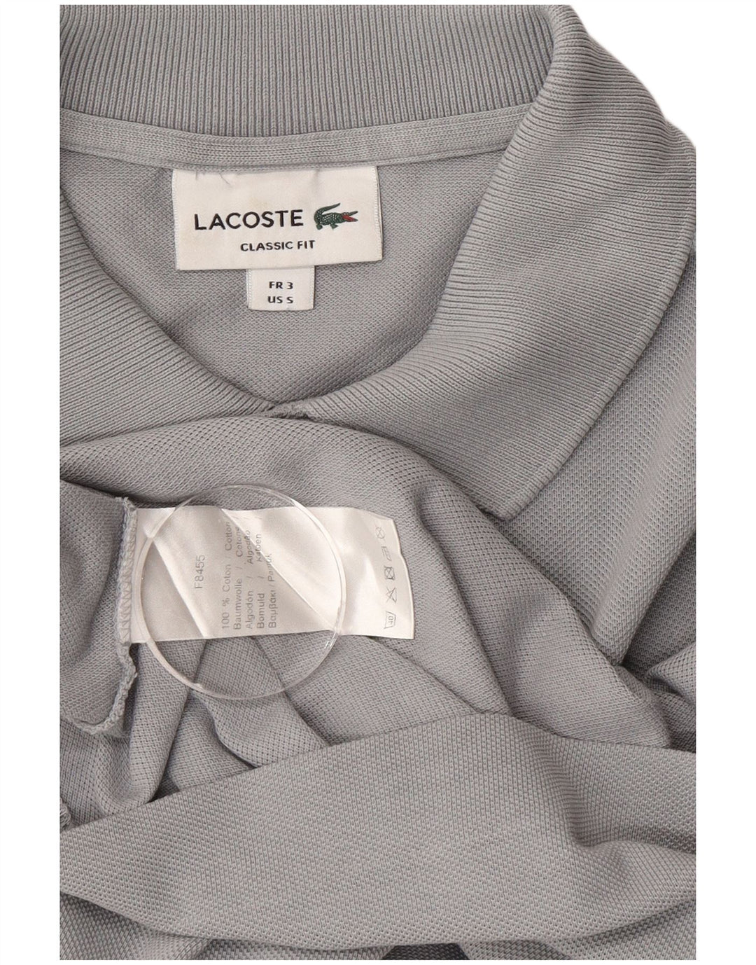 Lacoste Herren-Poloshirt mit klassischer Passform, Größe 3, klein, graue Baumwolle