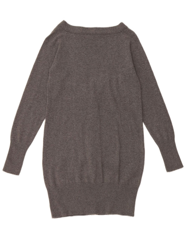 Zara Damen Longline Cardigan Pullover UK 12 Mittelgrau