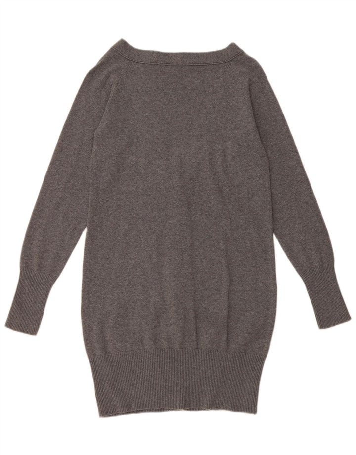 Zara Damen Longline Cardigan Pullover UK 12 Mittelgrau