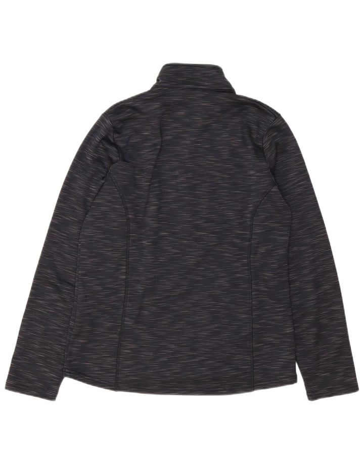 Brugi Herren-Sweatshirt mit Reißverschluss am Hals, klein, schwarz gesprenkeltes Polyester