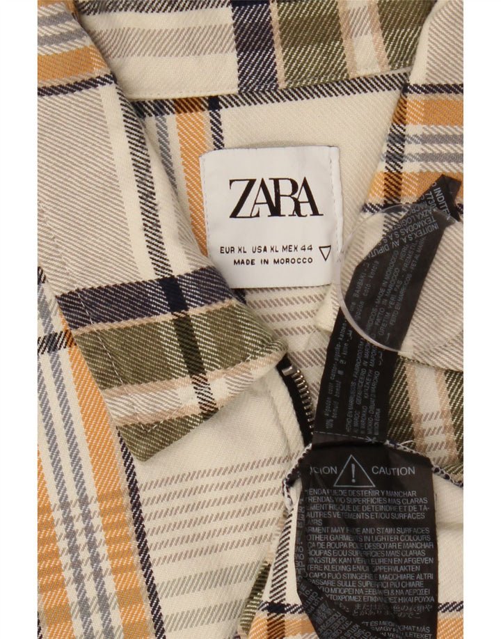 Zara Herren-Flanellhemd XL, mehrfarbig, kariert, Baumwolle