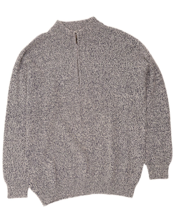 Invicta Herren-Pullover mit Reißverschluss, XL, marineblau gesprenkelte Baumwolle