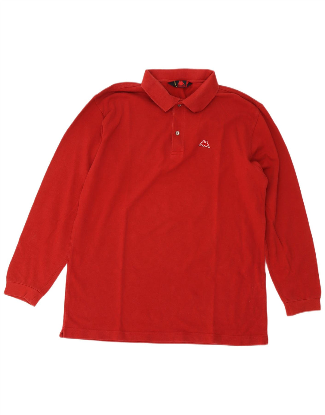 Kappa Herren Langarm-Poloshirt, große rote Baumwolle
