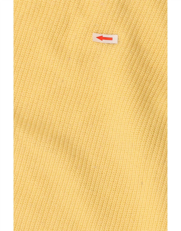 Vintage Herren-Pullover mit Rundhalsausschnitt, groß, gelb, Farbblock