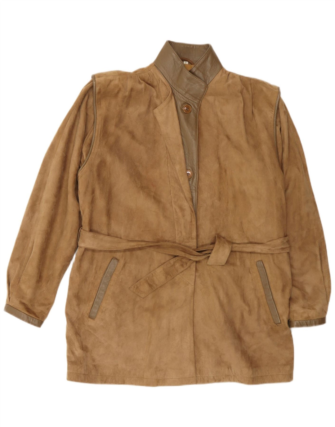 Vintage Damen Übergroße Wildlederjacke IT 44 Mittelbraunes Leder