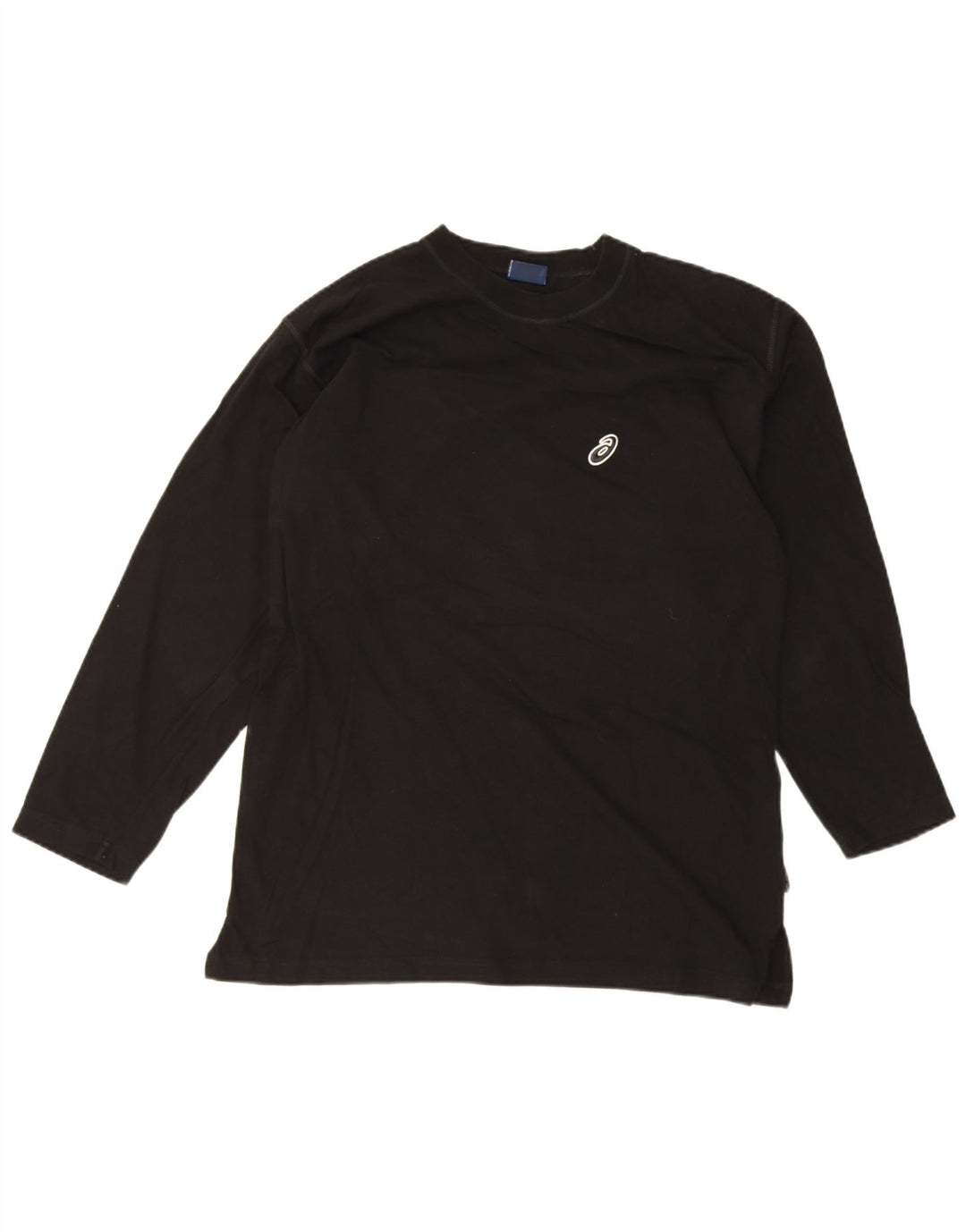 Asics Herren-Top, langärmelig, groß, schwarze Baumwolle