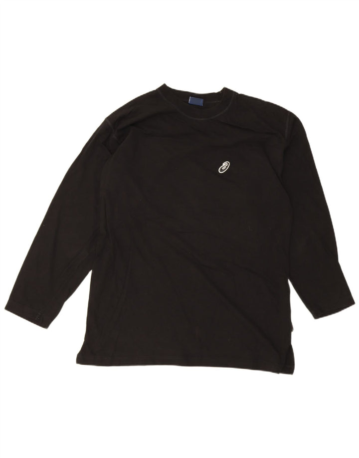 Asics Herren-Top, langärmelig, groß, schwarze Baumwolle