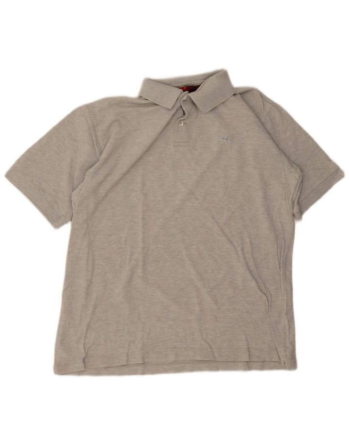 Kappa Herren-Poloshirt, groß, grau gefleckte Baumwolle