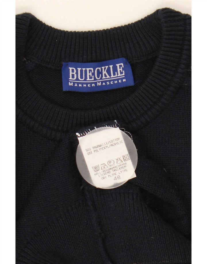 Bueckle Herren-Pullover mit Rundhalsausschnitt, IT 48, mittleres Marineblau, geometrisch