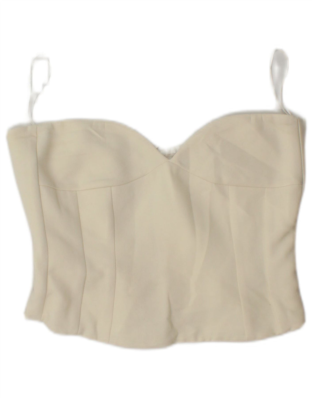 Zara Damen Crop Trägerloses Korsett-Top UK 12 Medium Off White Polyester