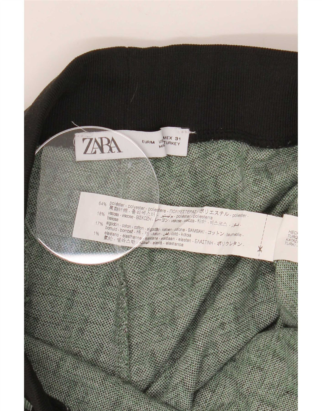 Zara Herren-Trainingshose, Jogginghose, mittelgrün, geometrisch, Polyester