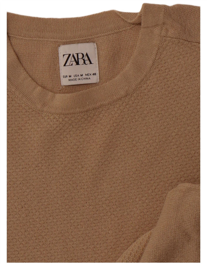 Zara Herren T-Shirt Top Mittelbeige