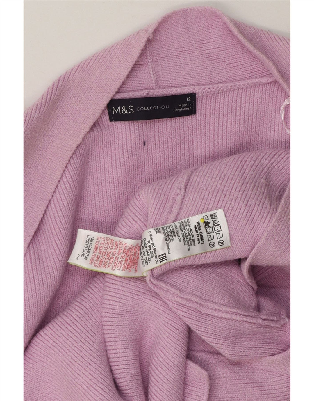 Marks & Spencer Damen Longline Open Cardigan Pullover UK 12 Mittelrosa