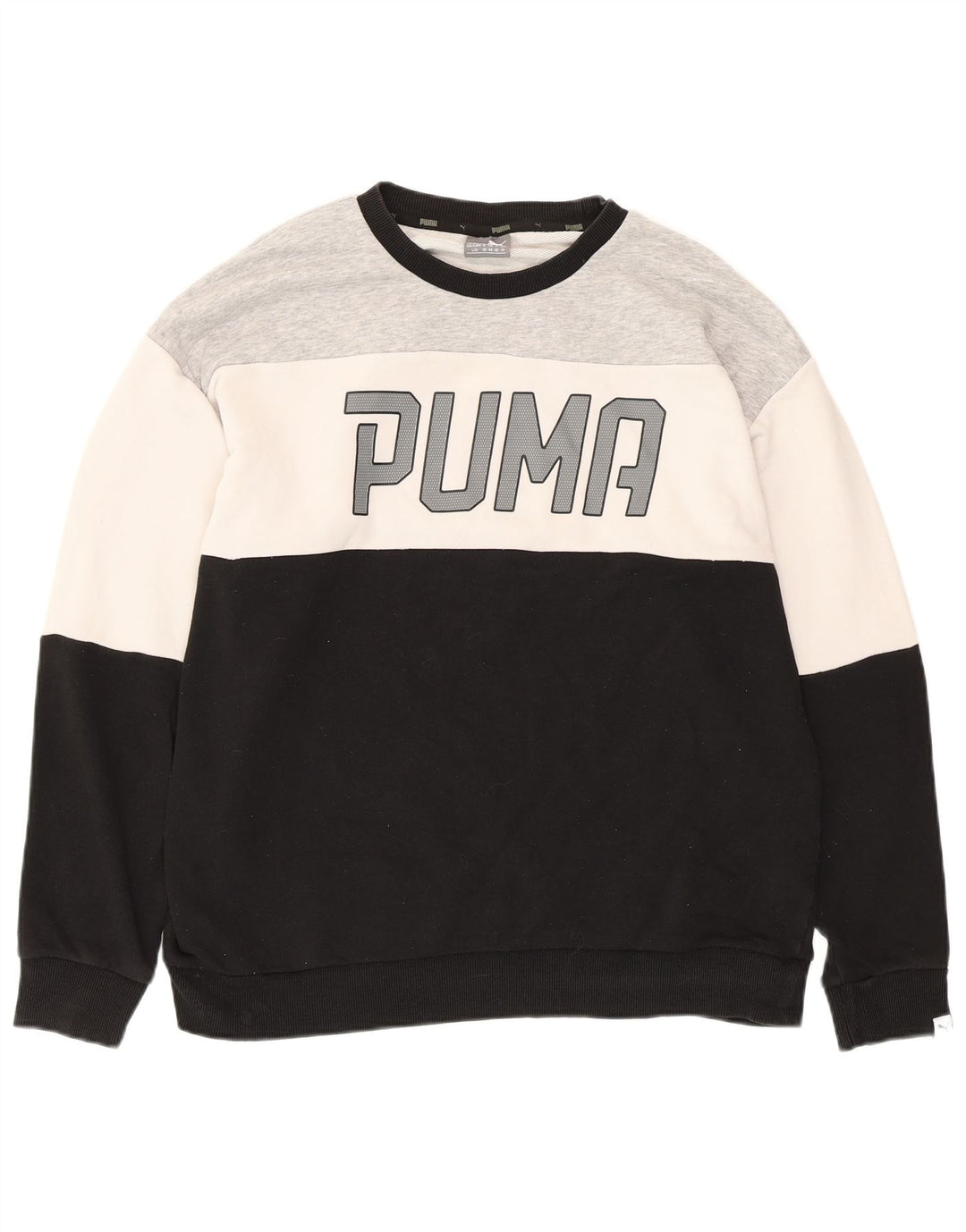 PUMA Damen Graphic Sweatshirt Pullover UK 14 Large Schwarz Colourblock