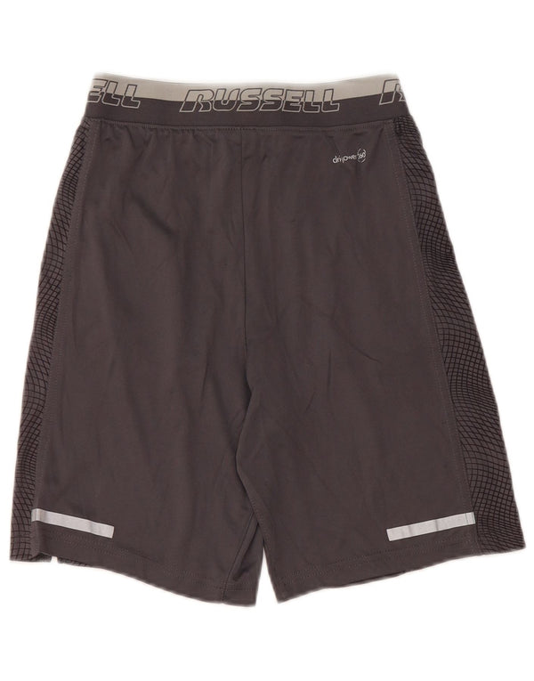 Russell Athletic Jungen-Sportshorts mit Grafik, 10–11 Jahre, groß, grau, geometrisch