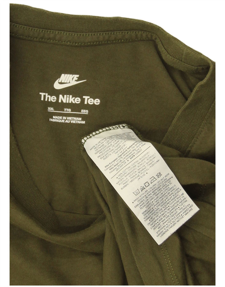 NIKE Herren T-Shirt Top 2XL Khaki Baumwolle