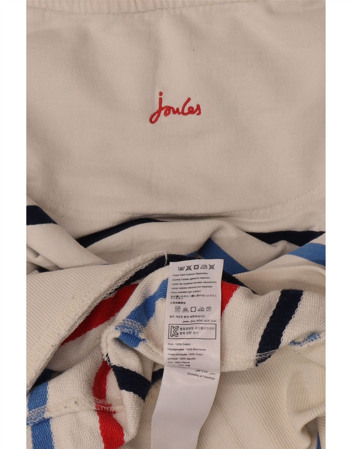 Joules Damen-Sweatshirt-Pullover in Übergröße, UK 14, mittelweiß, gestreift, Baumwolle