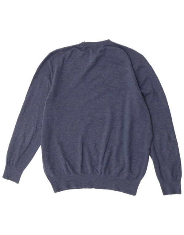 Zara Herren-Pullover mit Rundhalsausschnitt, groß, marineblaues Acryl
