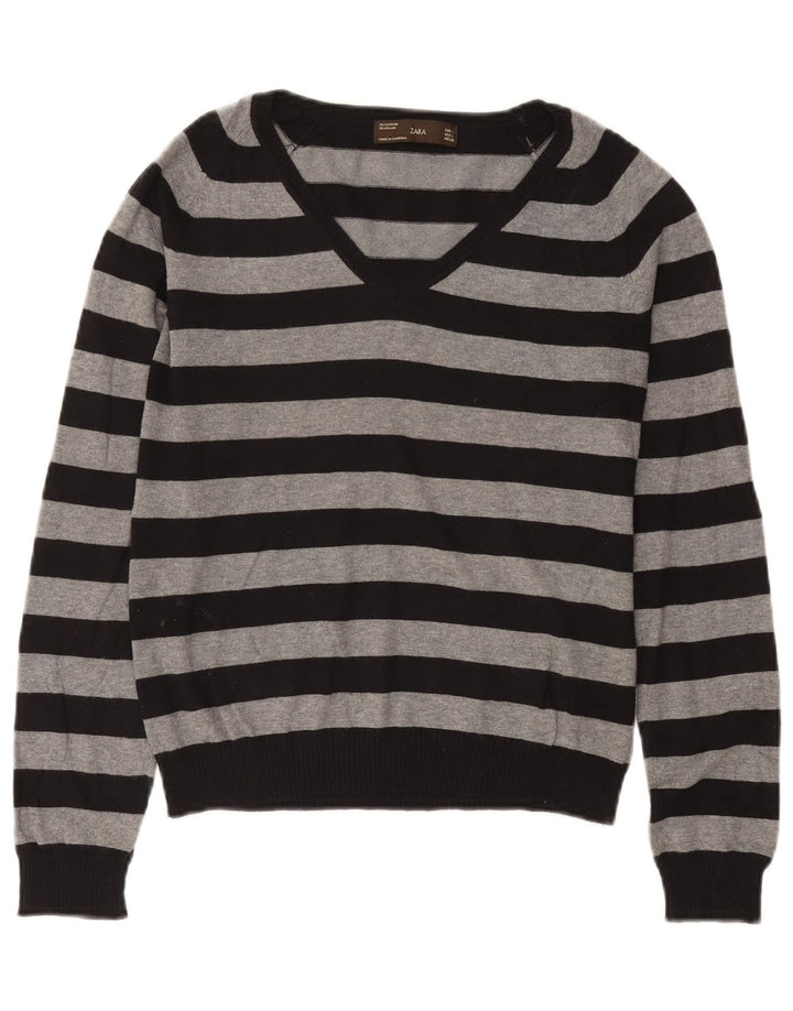 Zara Damen-Pullover mit V-Ausschnitt, Gr. 14, Schwarz
