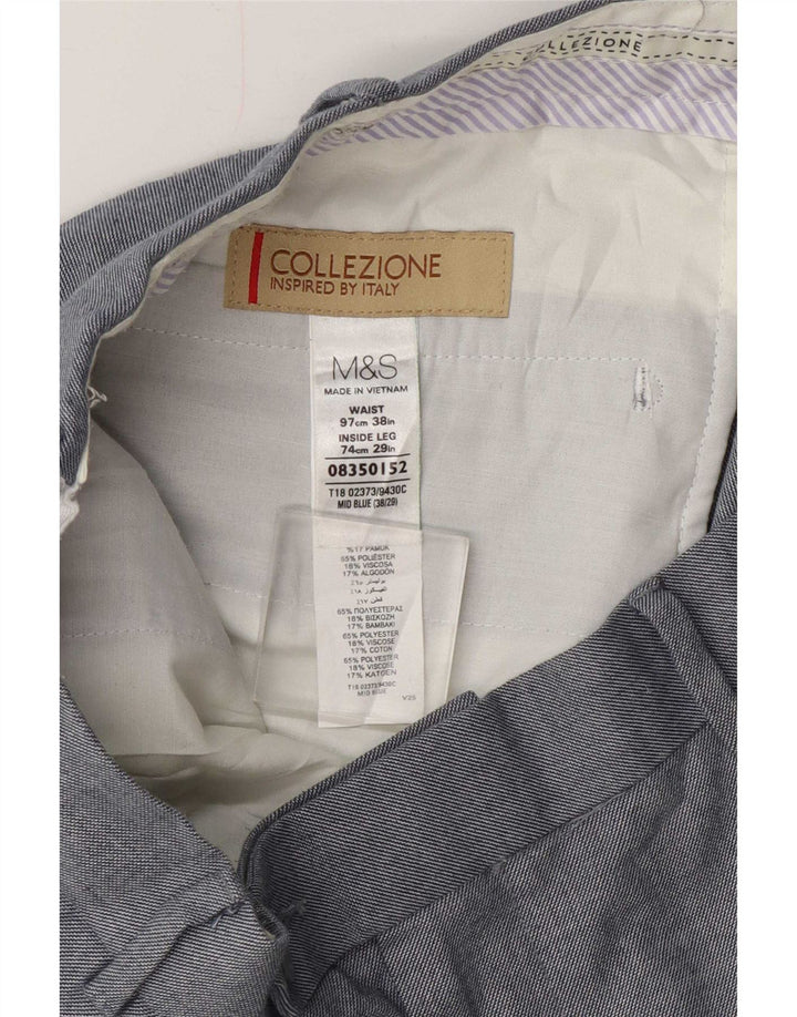 Marks & Spencer Herren-Freizeithose, gerade, W38, L29, Blau, Polyester