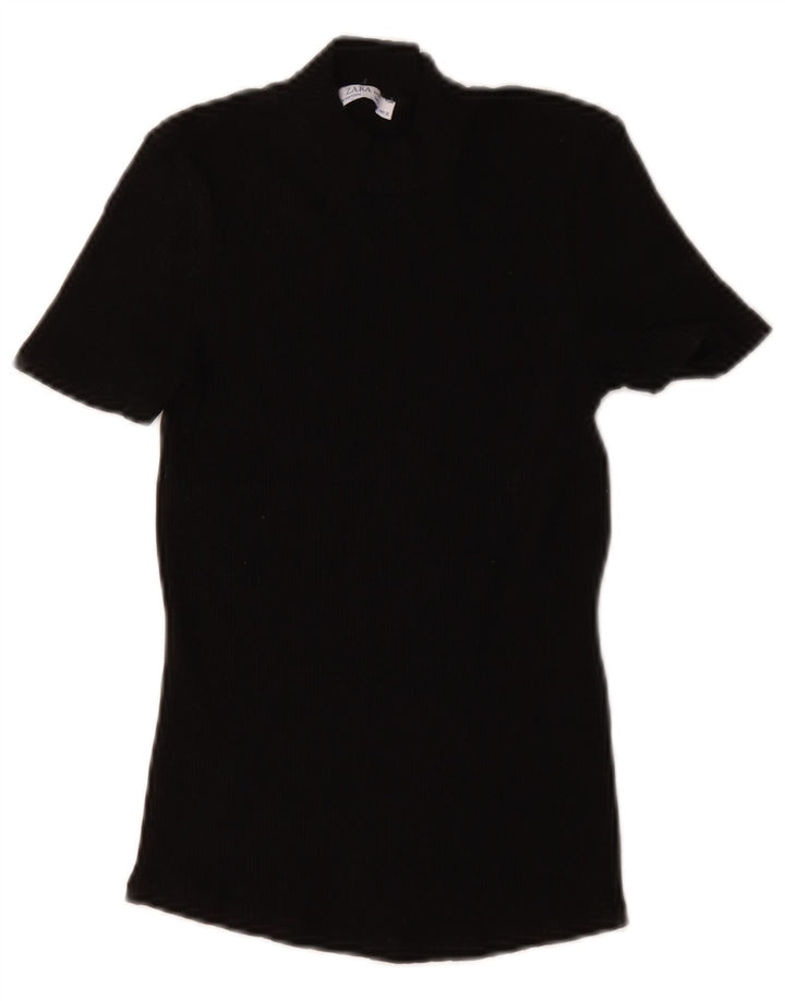 Zara Damen T-Shirt Top UK 8 Small Schwarz