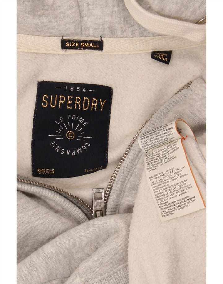 SUPERDRY Herren-Kapuzenpullover mit grafischem Reißverschluss, klein, grau meliert, Baumwolle