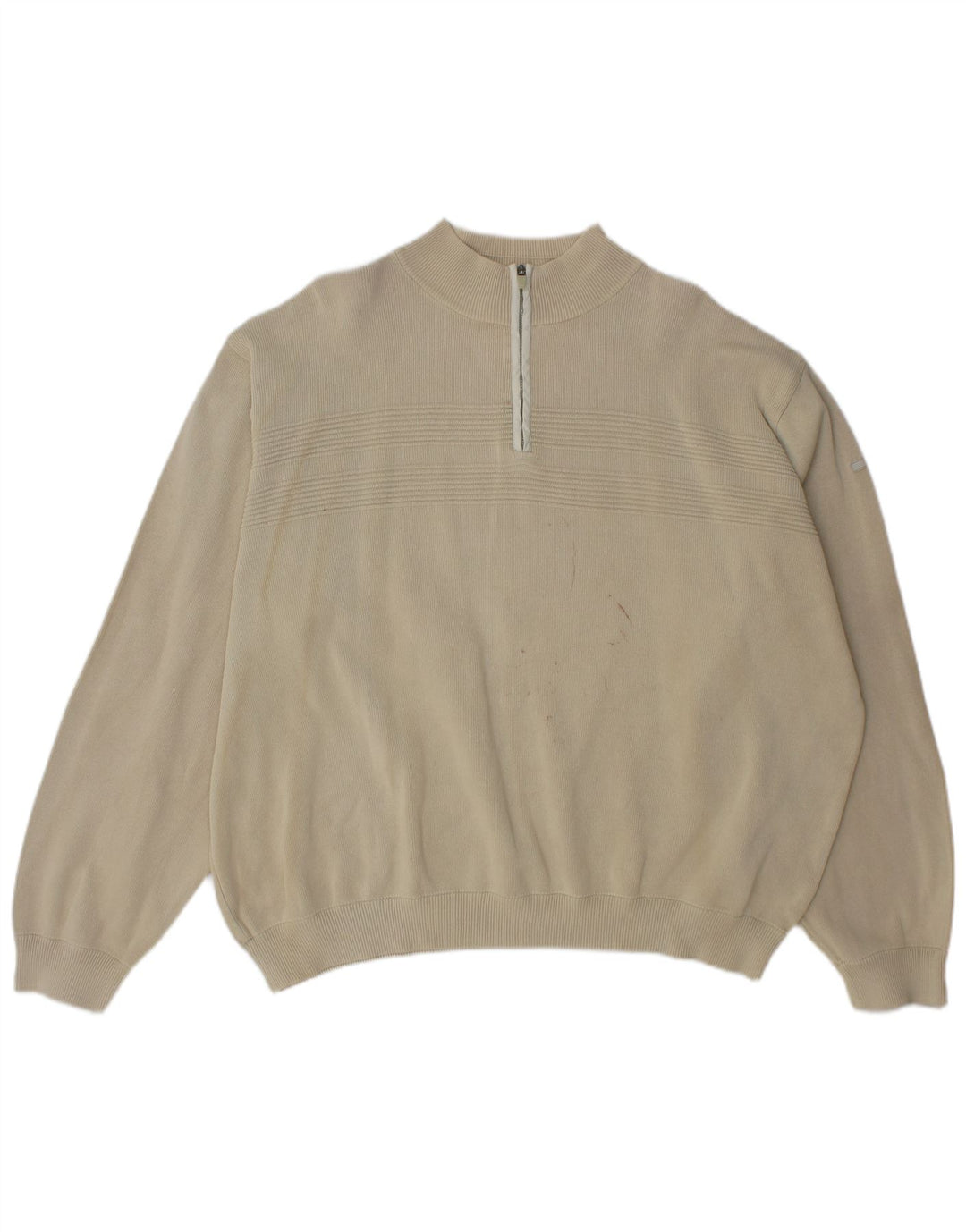 Marks & Spencer Herren-Pullover mit Reißverschluss am Hals, 2XL, beige Baumwolle