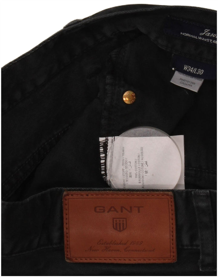 Gant Herren Straight Jeans W34 L30 Schwarze Baumwolle