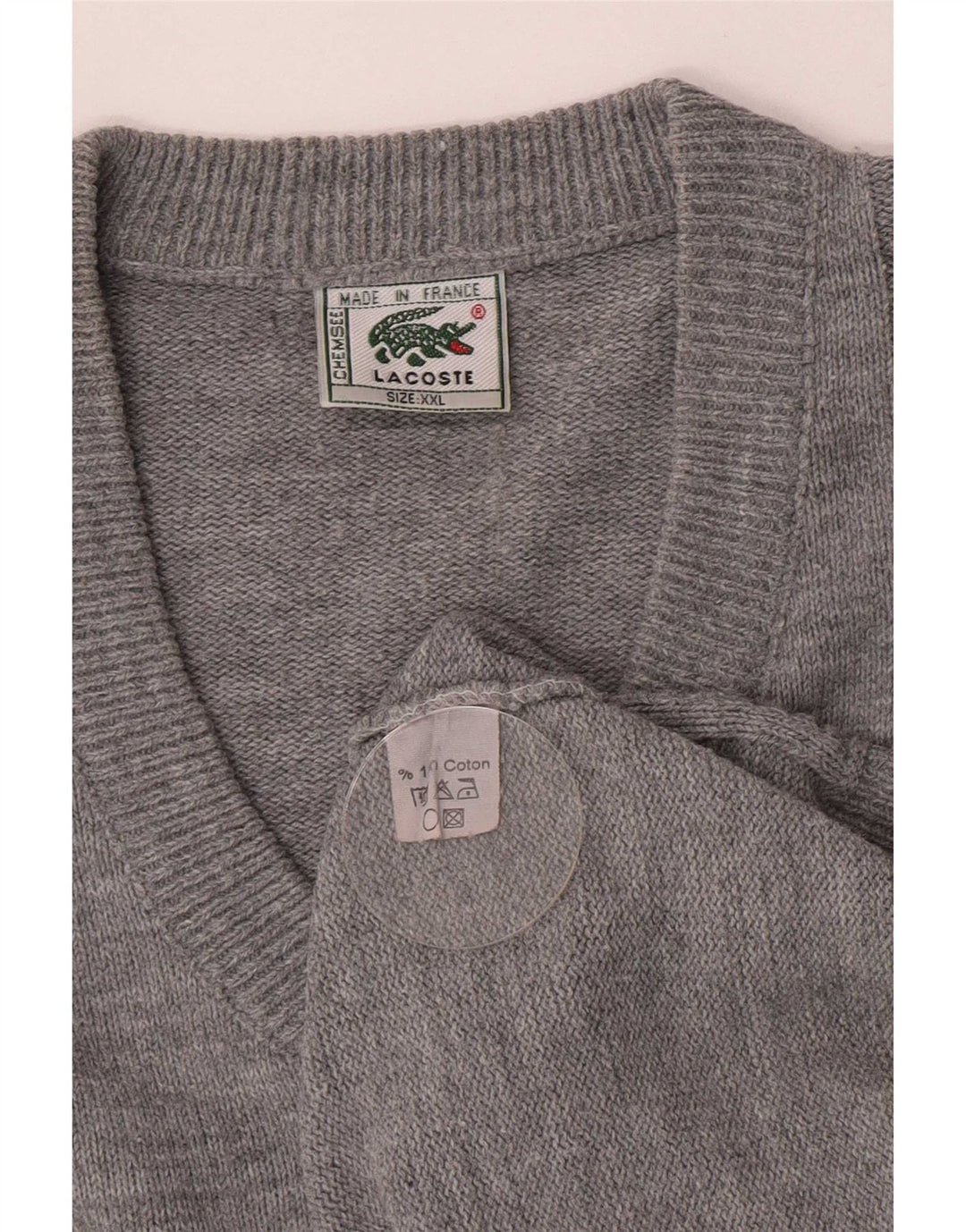 Lacoste Herren-Pullover mit V-Ausschnitt, 2XL, graue Baumwolle