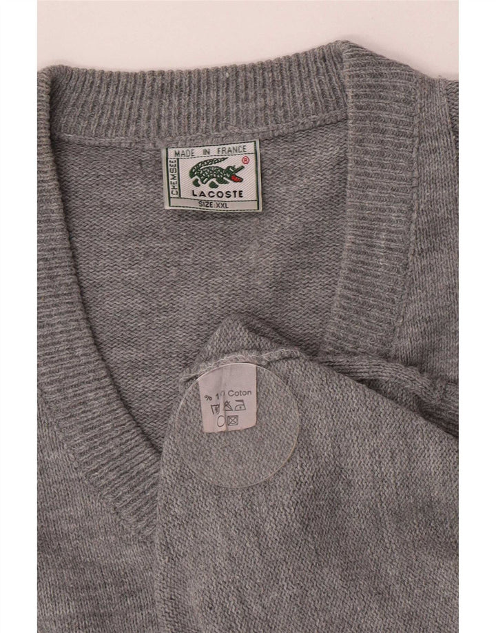 Lacoste Herren-Pullover mit V-Ausschnitt, 2XL, graue Baumwolle