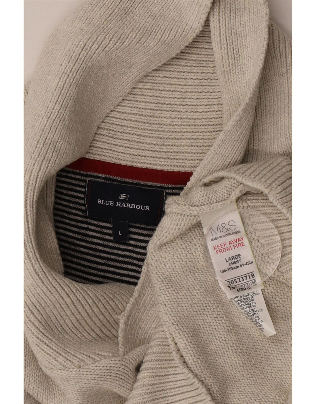MARKS & SPENCER Herren-Pullover mit Schalkragen, Gr. 41/43, Größe L, Grau