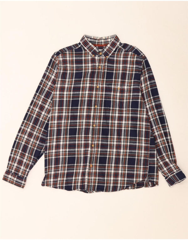 Max&Co. Mens Flannel Shirt Large Navy Blue Check Cotton