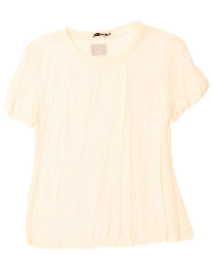 Calvin Klein Jeans Damen Bluse Top UK 10 Small Off White