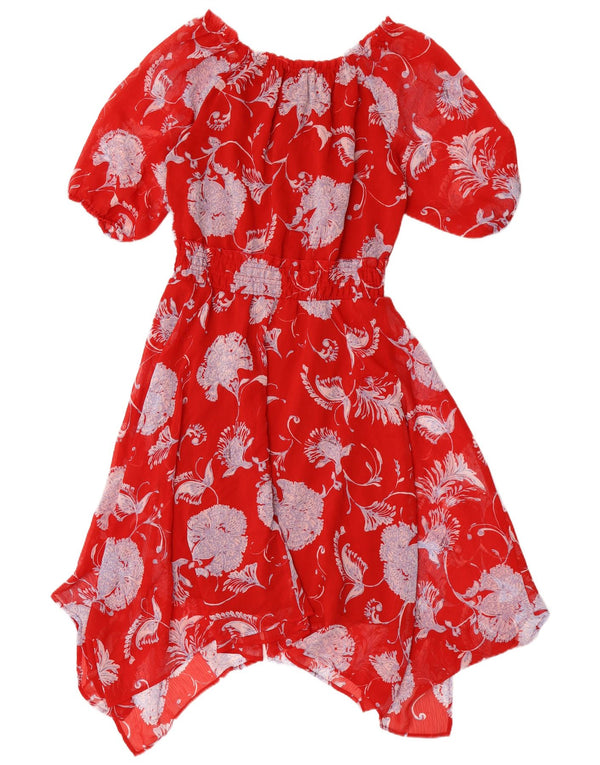 Tommy Hilfiger Damen Asymmetrisches Kleid US 8 Medium Red Floral