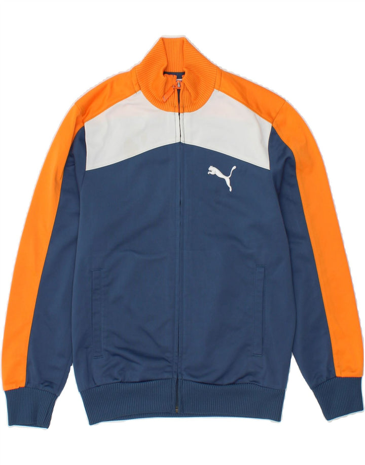 PUMA Boys Graphic Tracksuit Top Jacket 9-10 Years Medium Blue Colourblock Vintage Puma and Second-Hand Puma from Messina Hembry 