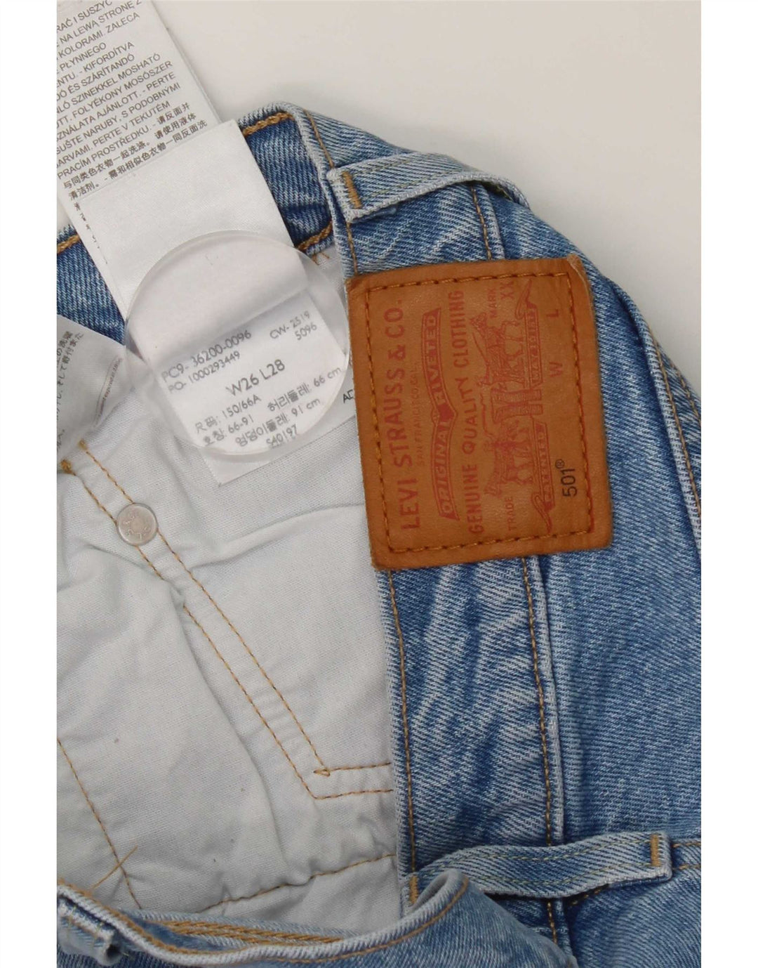 Levi's Damen 501 Straight Jeans W26 L28 Blaue Baumwolle