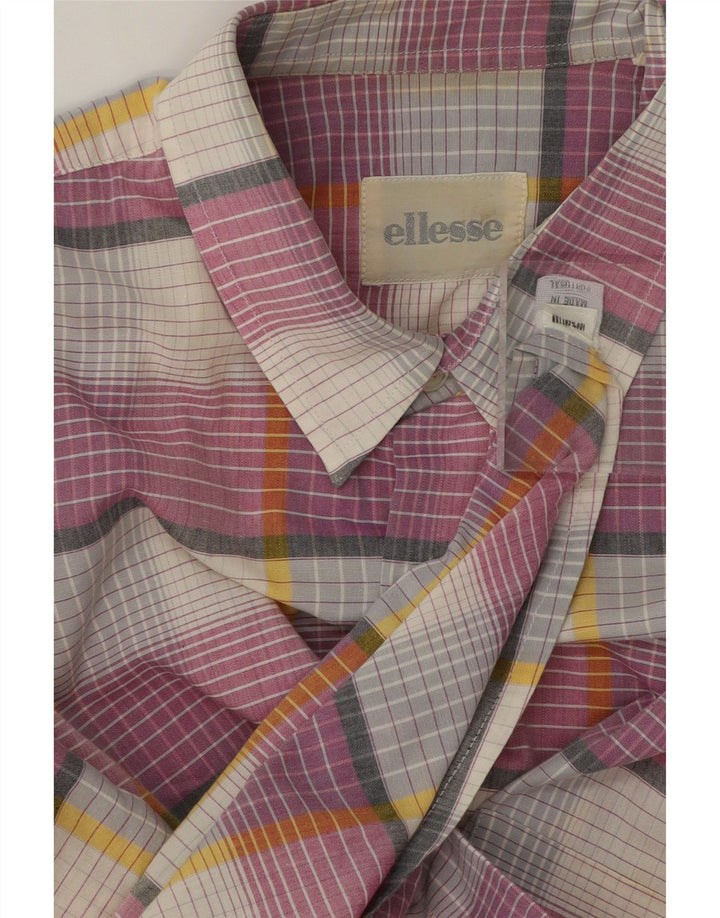ELLESSE Mens Short Sleeve Shirt Large Pink Check Cotton Vintage Ellesse and Second-Hand Ellesse from Messina Hembry 