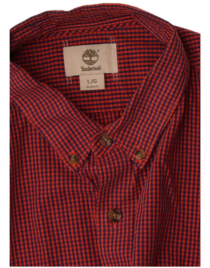 Timberland Herren Slim-Fit-Hemd, großes rotes Gingham-Muster