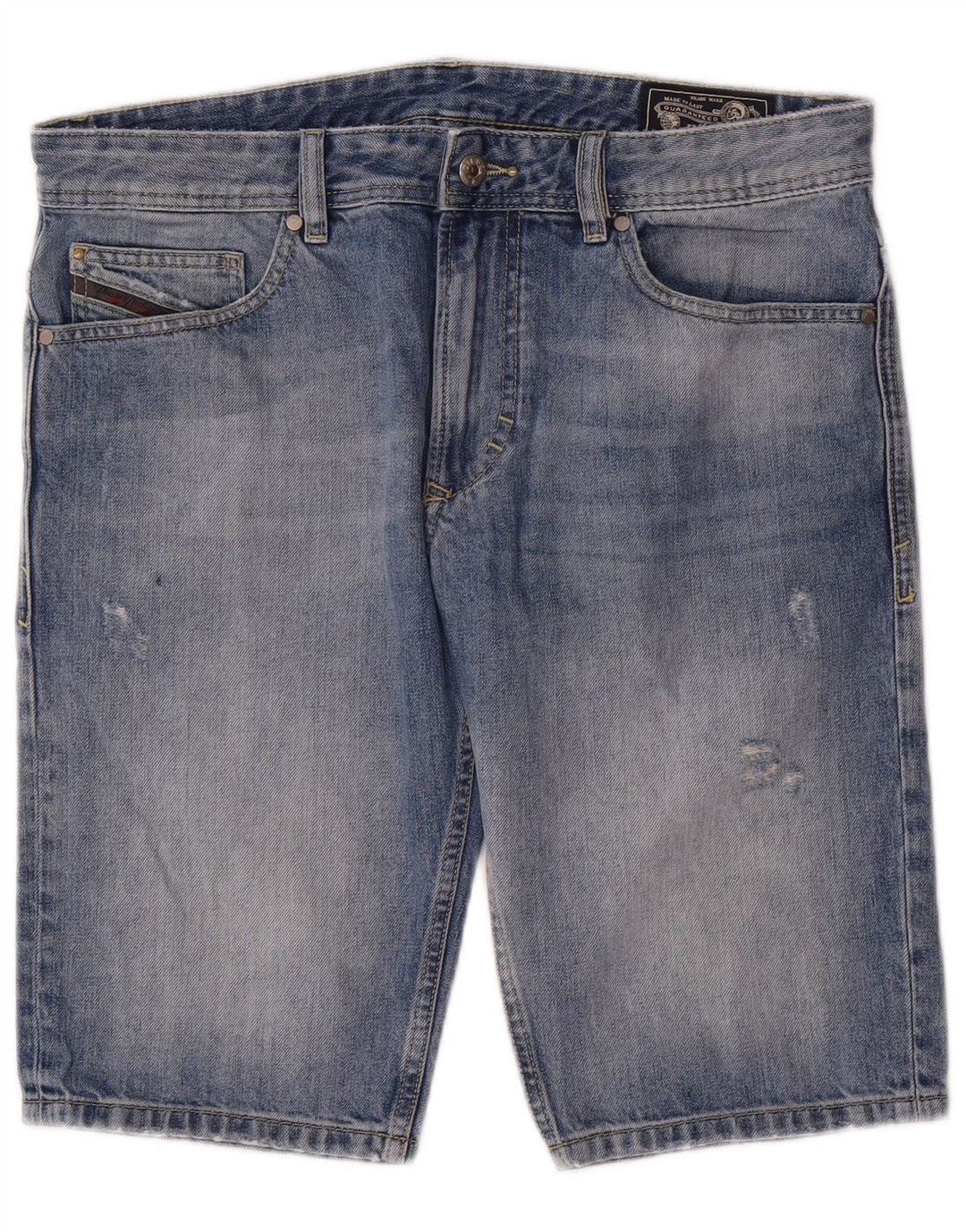Diesel Herren Distressed Denim Shorts W32 Mittelblaue Baumwolle