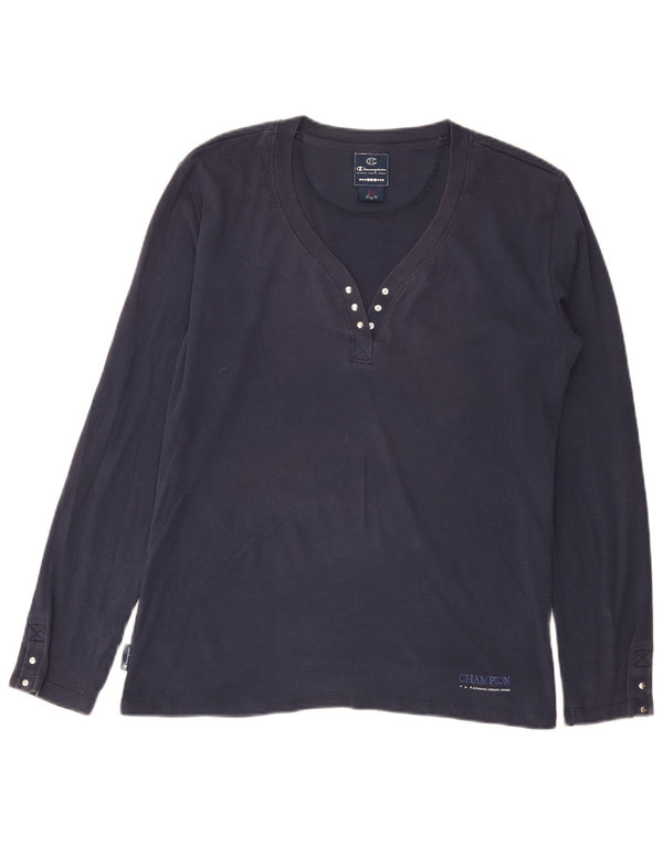 Champion Damen Easy Fit Top Langarm UK 18 XL Marineblau Baumwolle