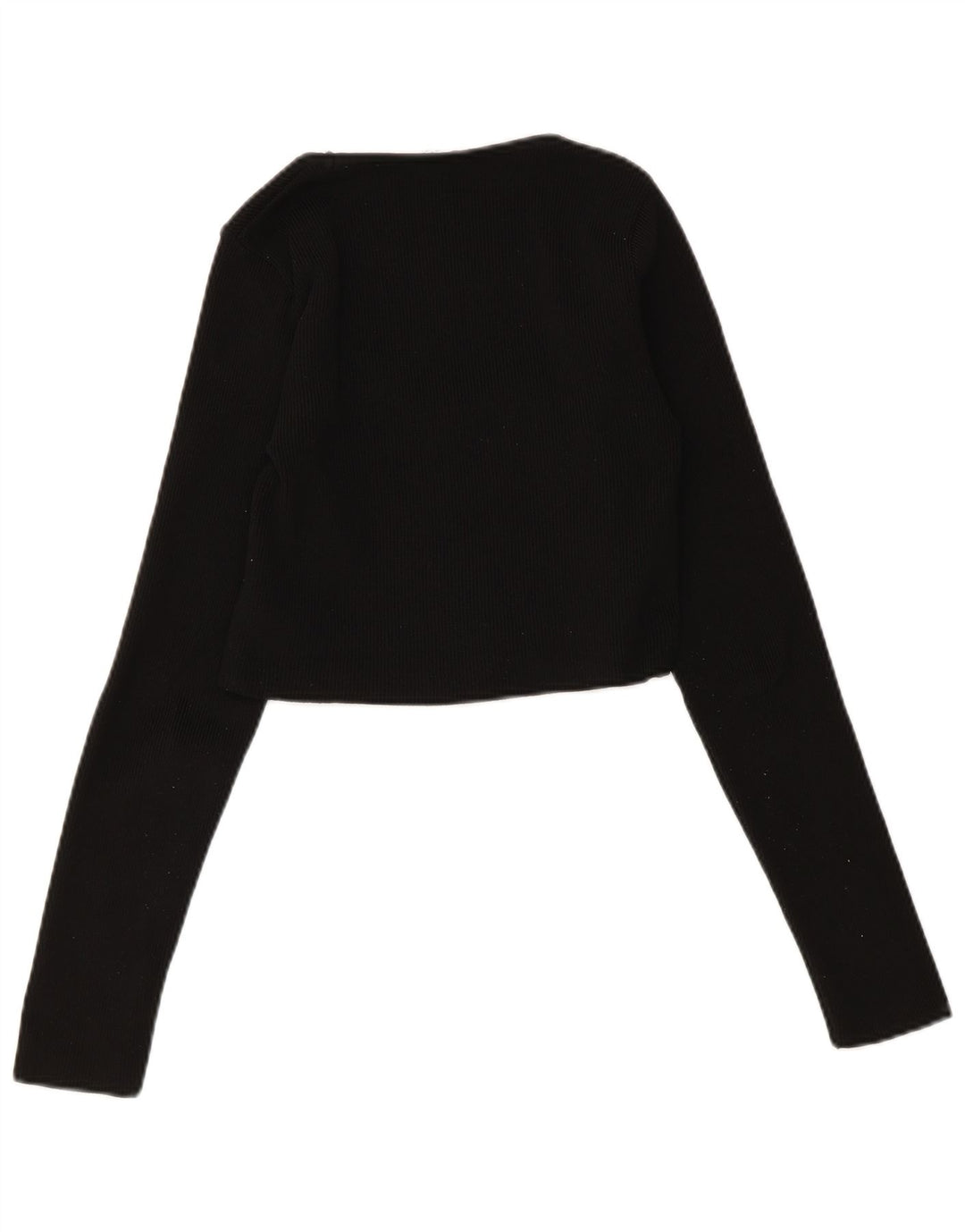 Zara Damen Crop Cardigan Pullover UK 12 Medium Schwarz Polyester