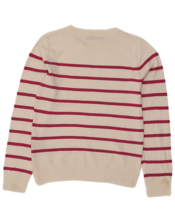 Marks & Spencer Damen-Pullover mit Rundhalsausschnitt, Gr. 6, XS, gebrochenes Weiß, gestreift