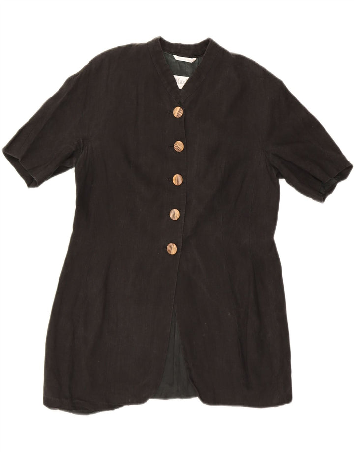 MAX MARA Womens 5 Button Blazer Jacket UK 16 Large Black Linen