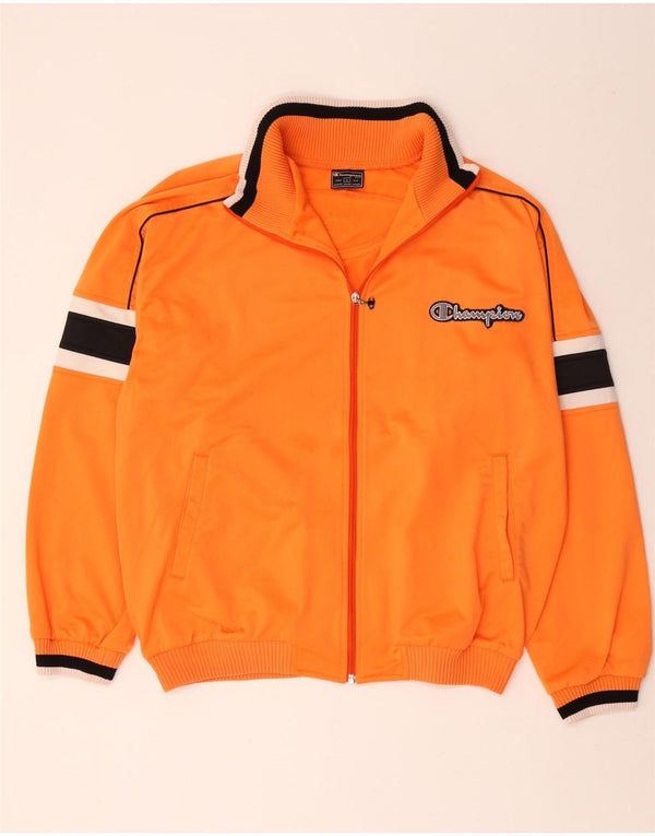 Champion Herren-Trainingsanzug-Top-Jacke, großes orangefarbenes Farbblock-Polyester